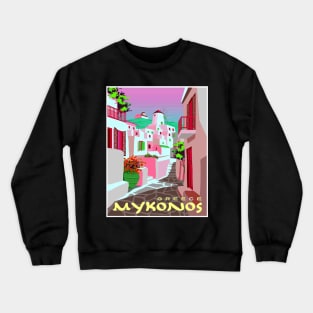 Mykonos Greece Abstract Surreal Travel and Tourism Print Crewneck Sweatshirt